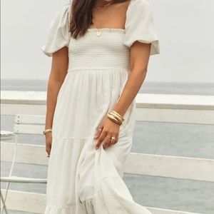 Abercrombie Flowy Linen-Blend Midi Dress